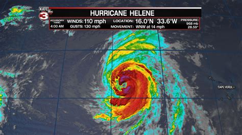 How big is Hurricane Helene compared to others at landfall .